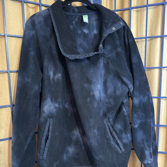 Green Tea Black Tie Dye Fleece Hoodie Pullover Womens XL 1X - Picture 2 of 4